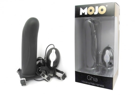 Черный страпон с вибратором Mojo Ghia - Seven Creations - купить с доставкой в Ельце