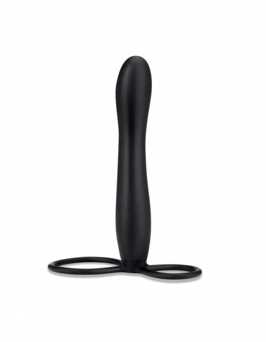 Черная насадка на пенис для двойной стимуляции Mojo BlackJack - 15 см. - Seven Creations - в Ельце купить с доставкой