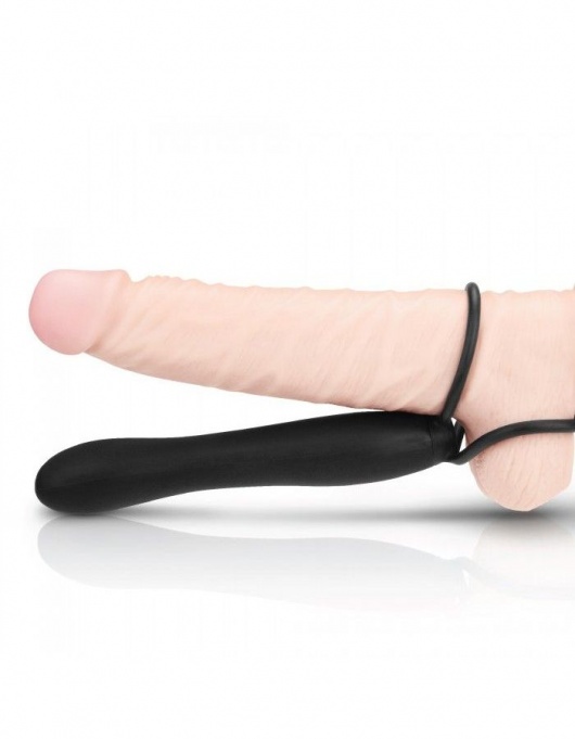 Черная насадка на пенис для двойной стимуляции Mojo BlackJack - 15 см. - Seven Creations - в Ельце купить с доставкой