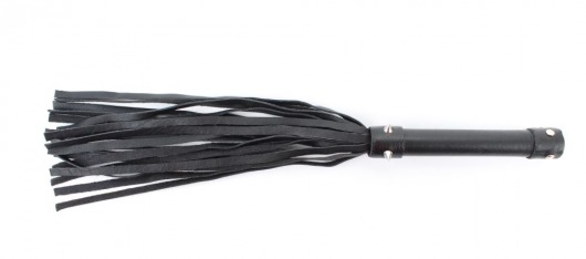 Черная плеть из натуральной кожи с проклепанной ручкой - 44 см. - БДСМ Арсенал - купить с доставкой в Ельце