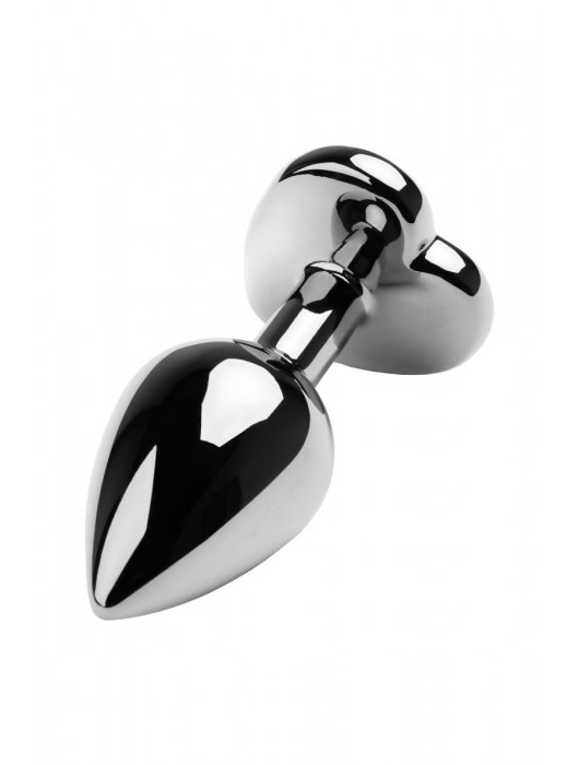 Серебристая коническая анальная пробка с красным кристаллом-сердечком - 7 см. - ToyFa - купить с доставкой в Ельце