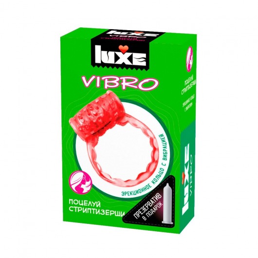 Розовое эрекционное виброкольцо Luxe VIBRO  Поцелуй стриптизёрши  + презерватив - Luxe - в Ельце купить с доставкой