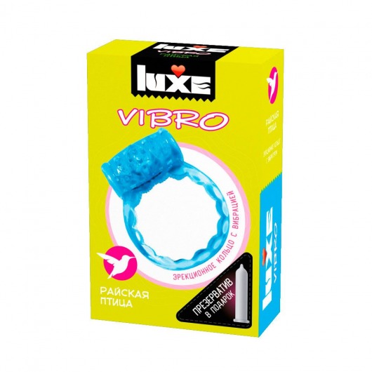 Голубое эрекционное виброкольцо Luxe VIBRO  Райская птица  + презерватив - Luxe - в Ельце купить с доставкой