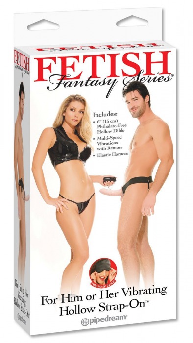 Полый страпон унисекс телесного цвета с вибрацией For Him or Her ​Vibrating Hollow Strap-On - 15 см. - Pipedream - купить с доставкой в Ельце