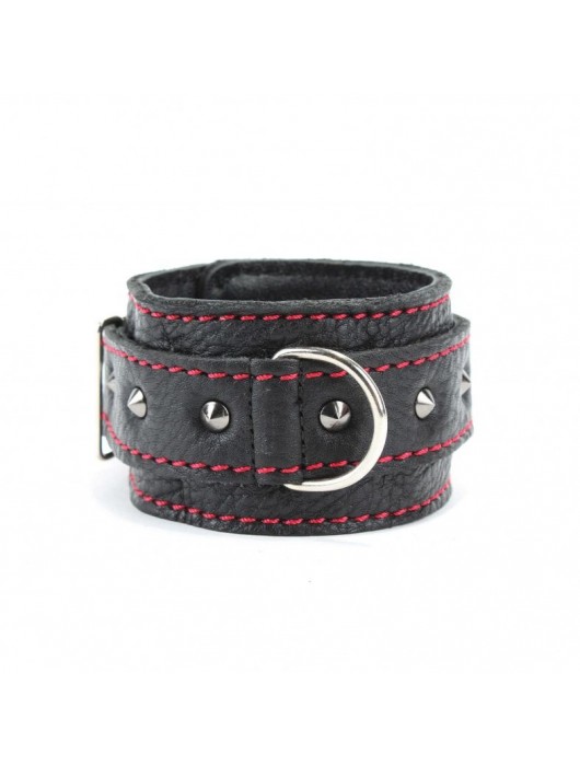 Черные оковы с шипами и контрастной строчкой - БДСМ Арсенал - купить с доставкой в Ельце