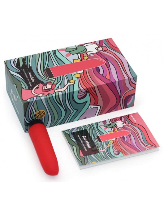 Красный мини-вибратор Awaken со скошенным кончиком - 10 см. - Magic Motion