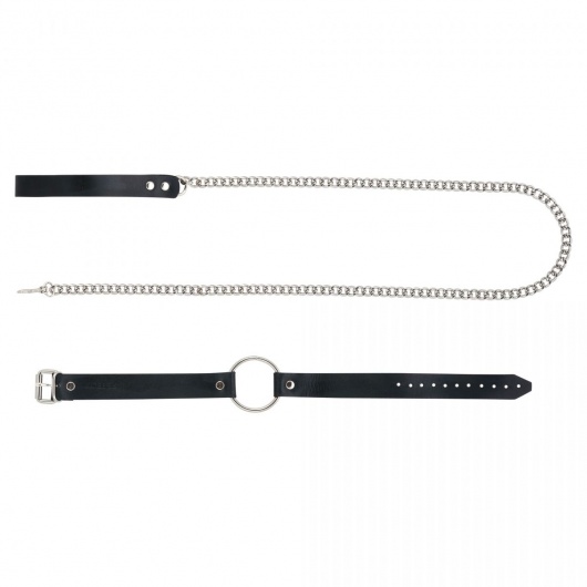 Черный поводок и чокер с кольцом Rada - Rebelts - купить с доставкой в Ельце