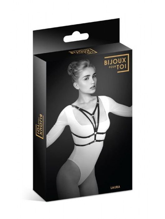 Черная упряжь на грудь Laura - Bijoux Pour Toi - купить с доставкой в Ельце