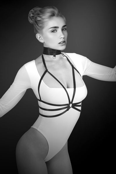 Черная упряжь на грудь Julia - Bijoux Pour Toi - купить с доставкой в Ельце