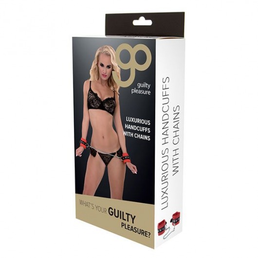 Красно-чёрные наручники на металлической цепочке - Blush Novelties - купить с доставкой в Ельце