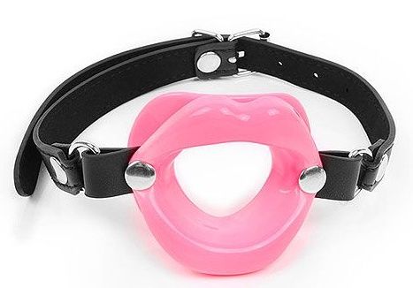 Розовый кляп-губки на черном ремешке - Notabu - купить с доставкой в Ельце