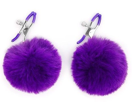 Зажимы для сосков с фиолетовым пушком - Notabu - купить с доставкой в Ельце