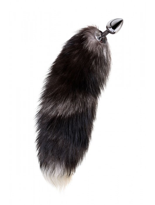 Серебристая металлическая анальная втулка с хвостом чернобурой лисы - размер S - ToyFa - купить с доставкой в Ельце