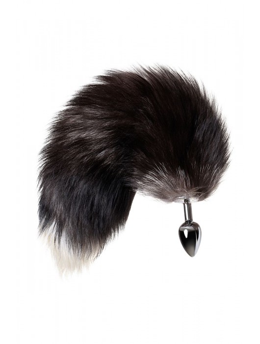 Серебристая металлическая анальная втулка с хвостом чернобурой лисы - размер S - ToyFa - купить с доставкой в Ельце