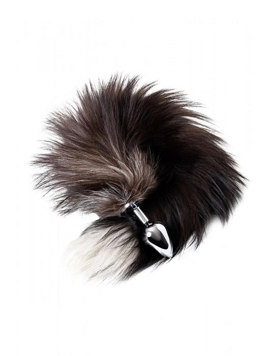 Серебристая металлическая анальная втулка с хвостом чернобурой лисы - размер S - ToyFa - купить с доставкой в Ельце