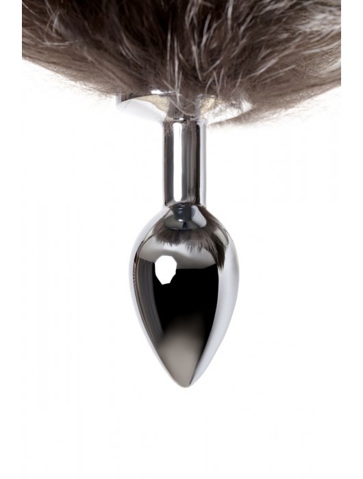 Серебристая металлическая анальная втулка с хвостом чернобурой лисы - размер S - ToyFa - купить с доставкой в Ельце