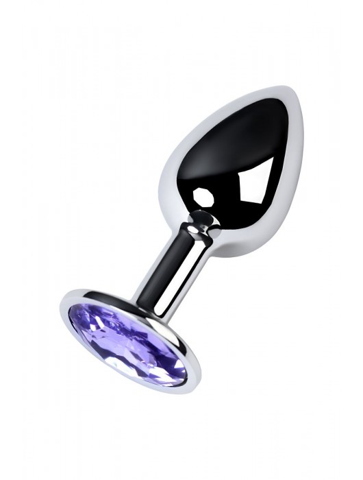 Серебристая конусовидная анальная пробка с фиолетовым кристаллом - 7 см. - ToyFa - купить с доставкой в Ельце