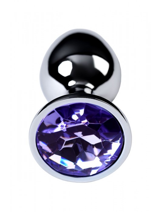 Серебристая конусовидная анальная пробка с фиолетовым кристаллом - 7 см. - ToyFa - купить с доставкой в Ельце