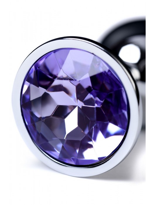 Серебристая конусовидная анальная пробка с фиолетовым кристаллом - 7 см. - ToyFa - купить с доставкой в Ельце