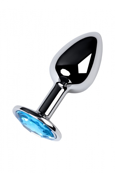 Серебристая конусовидная анальная пробка с голубым кристаллом - 7 см. - ToyFa - купить с доставкой в Ельце