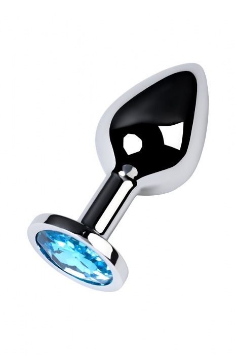 Серебристая конусовидная анальная пробка с голубым кристаллом - 8 см. - ToyFa - купить с доставкой в Ельце