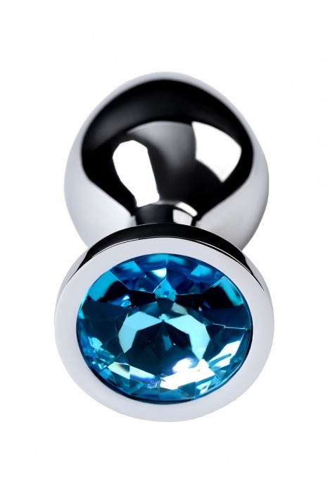 Серебристая конусовидная анальная пробка с голубым кристаллом - 8 см. - ToyFa - купить с доставкой в Ельце