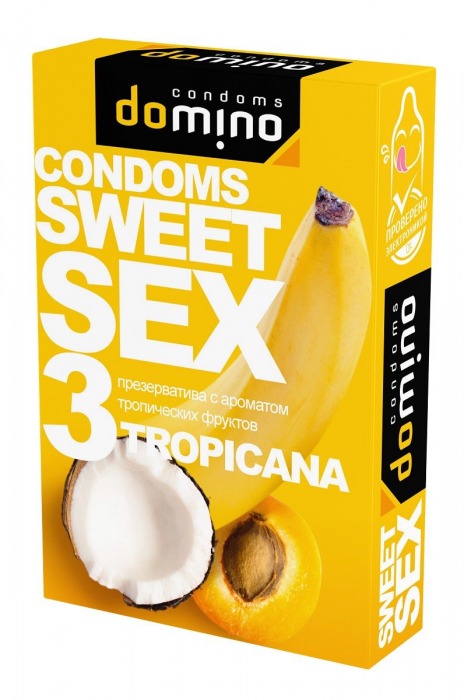 Презервативы для орального секса DOMINO Sweet Sex с ароматом тропических фруктов - 3 шт. - Domino - купить с доставкой в Ельце