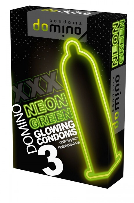 Презервативы DOMINO Neon Green со светящимся в темноте кончиком - 3 шт. - Domino - купить с доставкой в Ельце