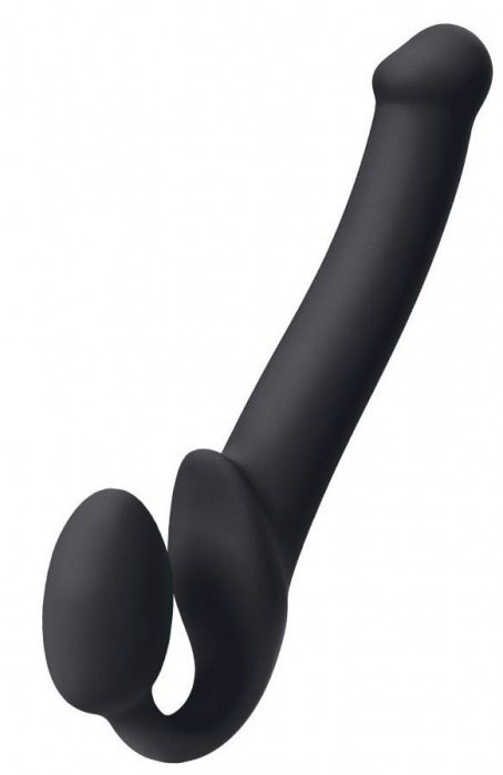 Черный безремневой страпон Silicone Bendable Strap-On M - Strap-on-me - купить с доставкой в Ельце