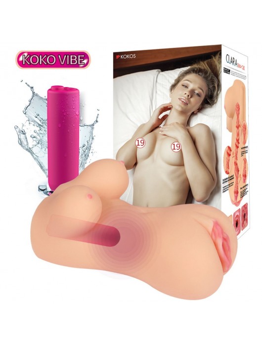 Телесный вибромастурбатор-вагина Clara OnaHole с имитацией груди - KOKOS - в Ельце купить с доставкой