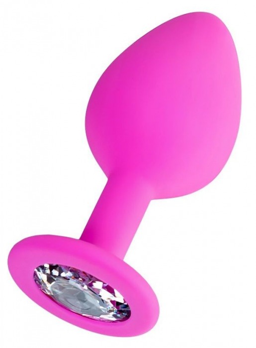 Розовая анальная втулка Brilliant с прозрачным кристаллом - 7 см. - ToyFa - купить с доставкой в Ельце