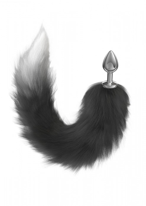 Серебристая анальная пробка с черным хвостом Galaxy - Lola Games - купить с доставкой в Ельце