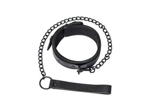 Черный ошейник с поводком Kinky - Lola Games - купить с доставкой в Ельце