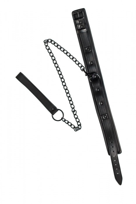 Черный ошейник с поводком Kinky - Lola Games - купить с доставкой в Ельце