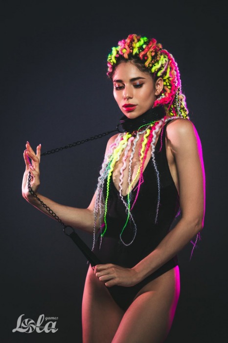 Черный ошейник с поводком Kinky - Lola Games - купить с доставкой в Ельце