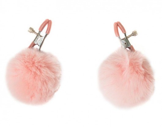 Зажимы на соски Angelic с розовыми меховыми шариками - Lola Games - купить с доставкой в Ельце