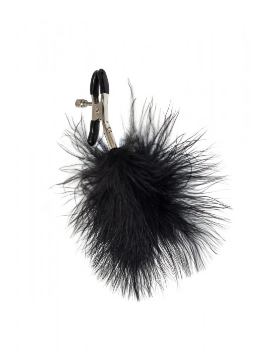 Зажимы на соски с черным пухом Euphoric - Lola Games - купить с доставкой в Ельце