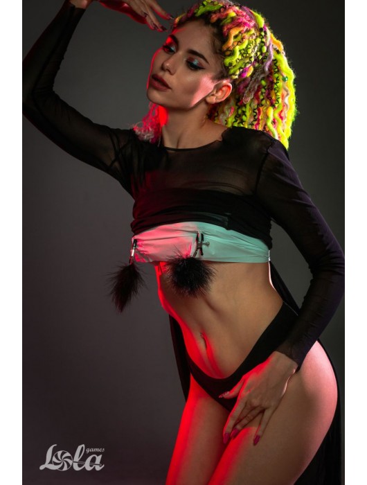 Зажимы на соски с черным пухом Euphoric - Lola Games - купить с доставкой в Ельце