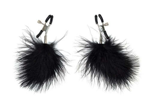 Зажимы на соски с черным пухом Euphoric - Lola Games - купить с доставкой в Ельце