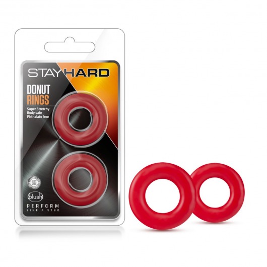 Набор из 2 красных эрекционных колец Stay Hard Donut Rings - Blush Novelties - в Ельце купить с доставкой