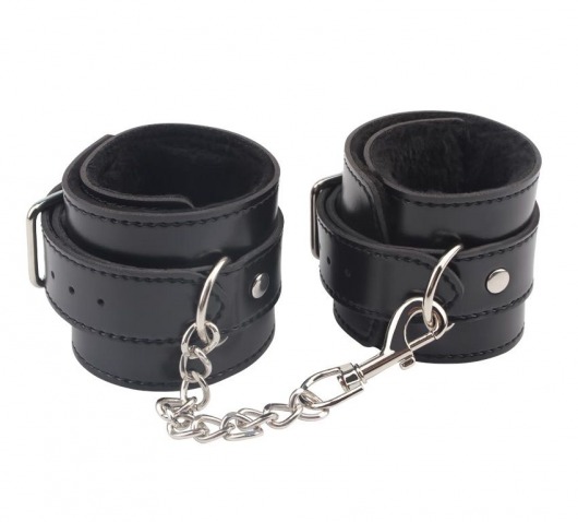 Черные оковы на ноги Obey Me Leather Ankle Cuffs - Chisa - купить с доставкой в Ельце