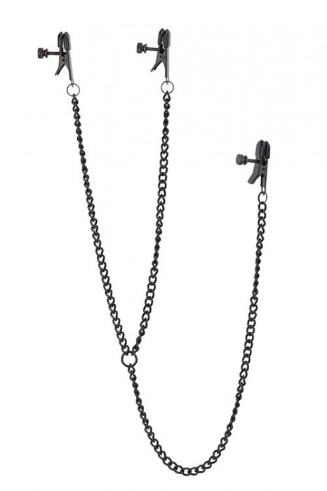 Черные зажимы на соски и клитор на цепочке DELUXE NIPPLE   CLIT CLAMPS - Dream Toys - купить с доставкой в Ельце