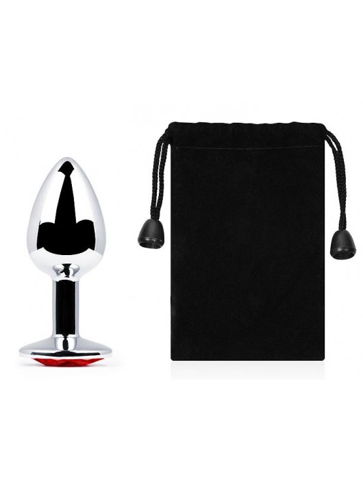 Серебристая анальная пробка с красным стразом - 7,2 см. - Anal Jewelry Plug - купить с доставкой в Ельце