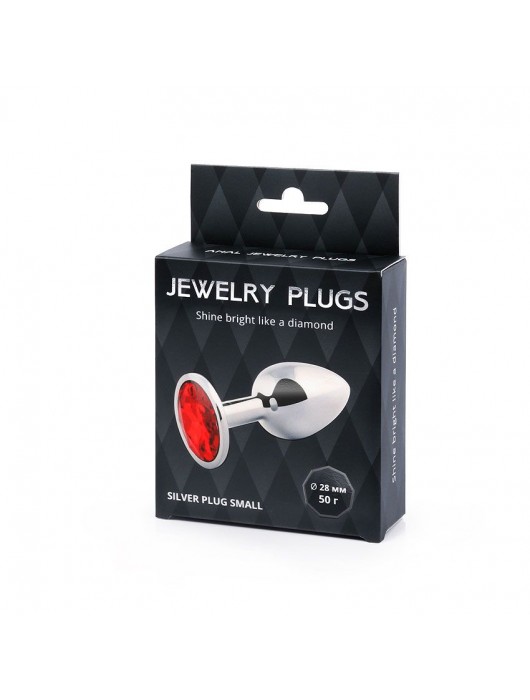Серебристая анальная пробка с красным стразом - 7,2 см. - Anal Jewelry Plug - купить с доставкой в Ельце