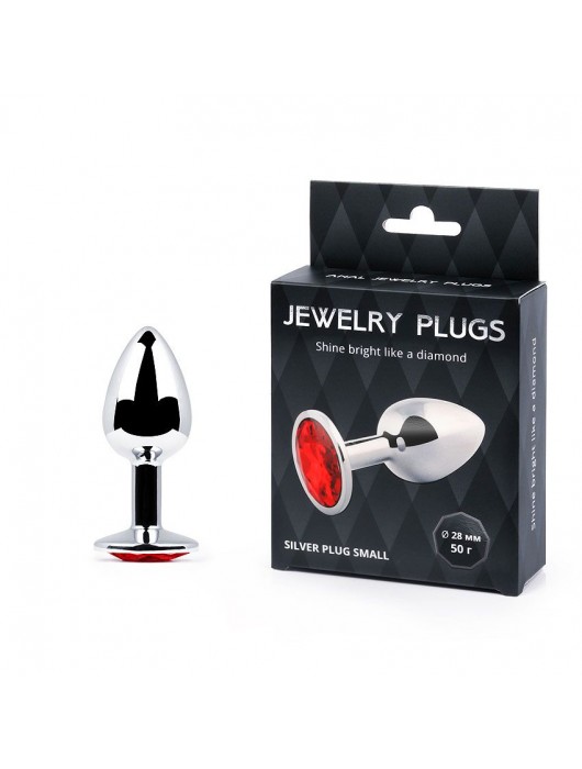 Серебристая анальная пробка с красным стразом - 7,2 см. - Anal Jewelry Plug - купить с доставкой в Ельце