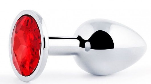 Серебристая анальная пробка с красным стразом - 7,2 см. - Anal Jewelry Plug - купить с доставкой в Ельце