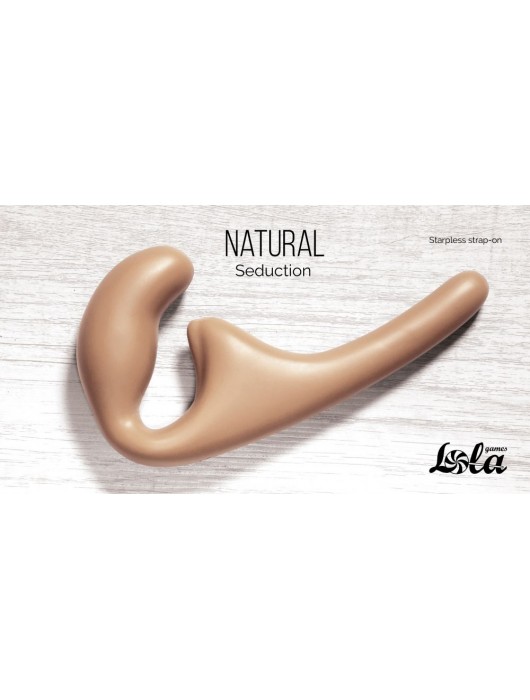 Бежевый безремневой страпон Seduction - 20,5 см. - Lola Games - купить с доставкой в Ельце