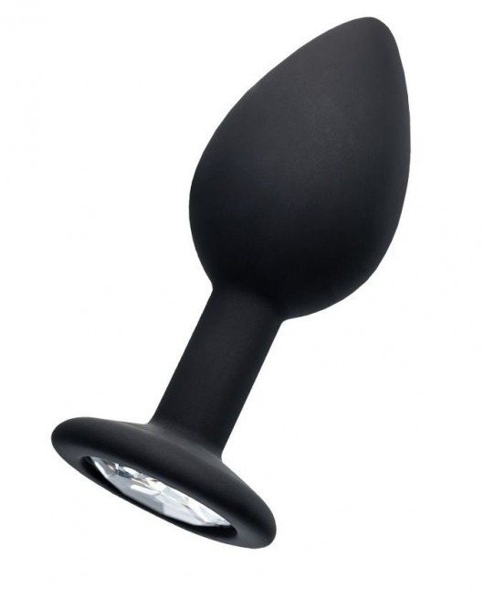 Черная анальная втулка с прозрачным стразом - 7,2 см. - POPO Pleasure - купить с доставкой в Ельце