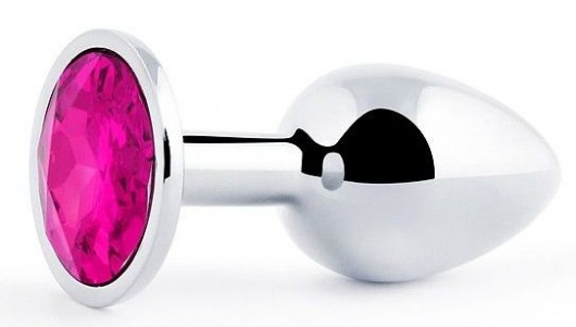 Серебристая анальная пробка с малиновым кристаллом - 7,2 см. - Anal Jewelry Plug - купить с доставкой в Ельце