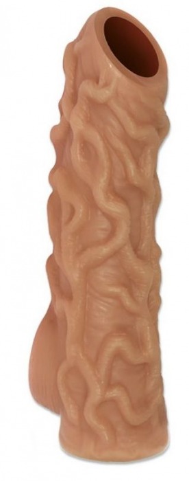 Телесная насадка с венками и открытой головкой Nude Sleeve M - 12 см. - KOKOS - в Ельце купить с доставкой